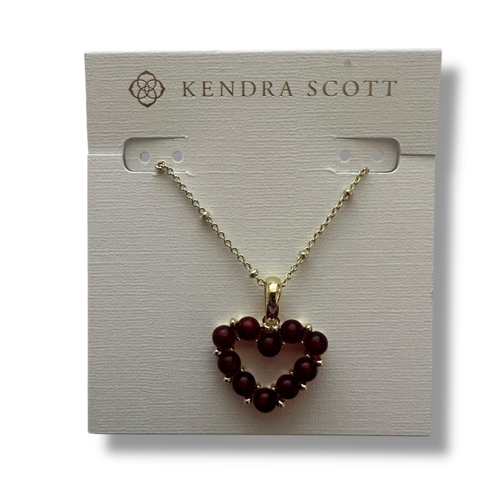 Kendra Scott Ashton Ruby Heart Necklace Gold Tone  MSRP $80